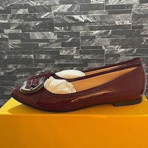 Fendi Maroon Patent Leather Flats